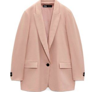 ZARA WOMAN NEW BUTTONED BLAZER OVERSIZED DUSTY PINK 8791/445 XS